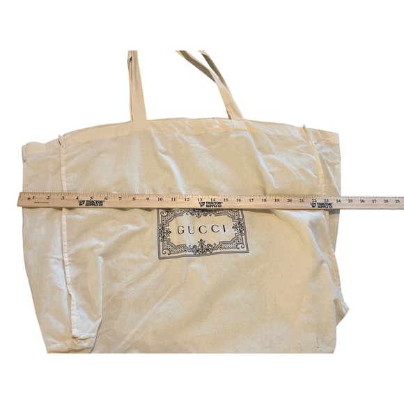 Gucci Cream Cotton Tote Bag Extra Large Logo Shopper Vintage Style - Picture 2 of 6